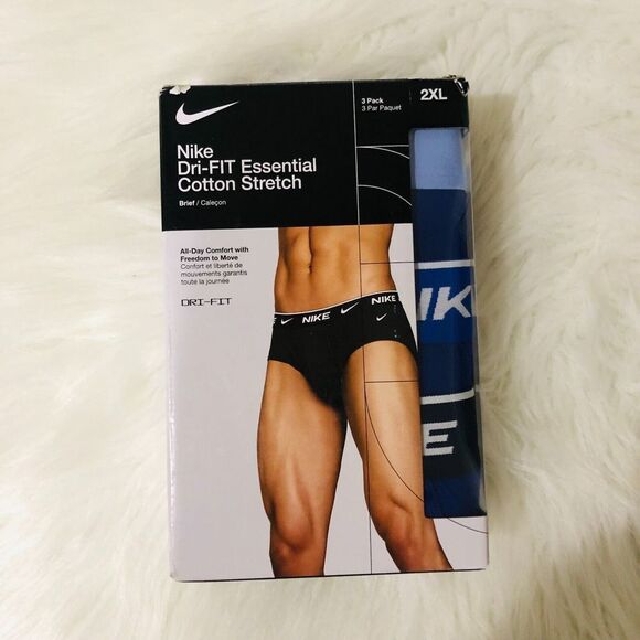 Men's Nike Dri-FIT Essential 3-Pack Breathable Stretch Briefs‎ Blue Size XXL NEW - Picture 3 of 5